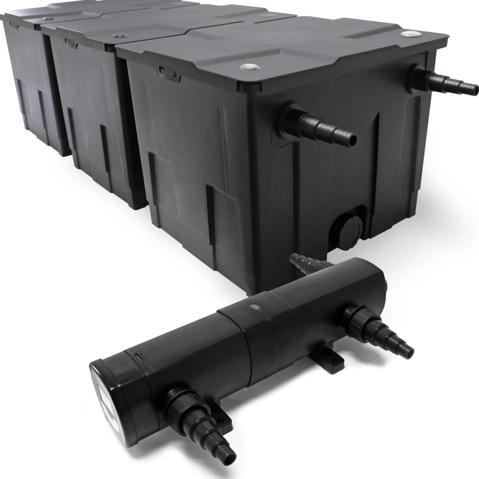 Wiltec Komplettset: CBF-350C Teichfilter bis 90000 L Teichfilteranlage als Durchlauffilter, CUV-236 Teichklärer UVC Klärer mit 36 Watt UV-C Leistung
