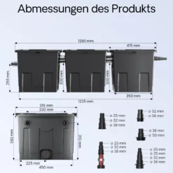 Wiltec Komplettset: CBF-350C Teichfilter bis 90000 L Teichfilteranlage als Durchlauffilter, CUV-224 Teichklärer UVC Klärer mit 24 Watt UV-C Leistung