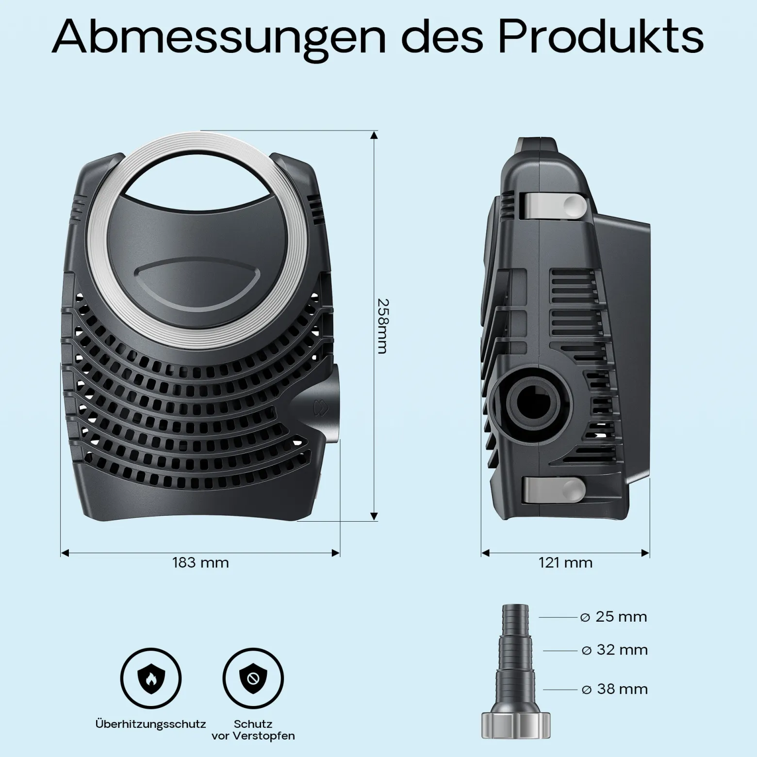 Wiltec Komplettset: CBF-350C Teichfilter bis 90000 L Teichfilteranlage Durchlauffilter, NEO12000 Teichpumpe 12000l/h 100W, CUV-272 Teichklärer 72W, 10m Teichschlauch 38 mm, Schlauchschellen W1 44-47mm
