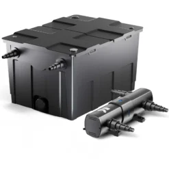 Wiltec Komplettset: CBF-550 Teichfilter bis 60000 L Teichfilteranlage als Durchlauffilter, CUV-224 Teichklärer UVC Klärer mit 24 Watt UV-C Leistung