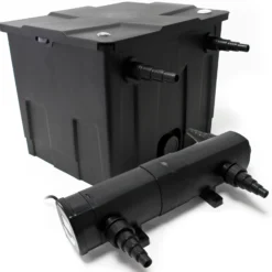 Wiltec Komplettset: CBF-350 Teichfilter bis 12000 L Teichfilteranlage als Durchlauffilter, CUV-218 Teichklärer UVC Klärer mit 18 Watt UV-C Leistung