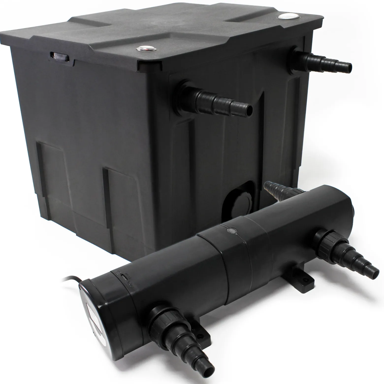 Wiltec Komplettset: CBF-350 Teichfilter bis 12000 L Teichfilteranlage als Durchlauffilter, CUV-218 Teichklärer UVC Klärer mit 18 Watt UV-C Leistung