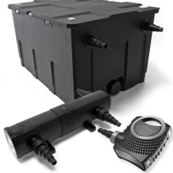 Wiltec Komplettset: CBF-550 Teichfilter bis 60000 L Teichfilteranlage als Durchlauffilter, NEO10000 SuperECO Teichpumpe 10000l/h 80W, CUV-236 Teichklärer UVC Klärer mit 36W