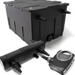Wiltec Komplettset: CBF-550 Teichfilter bis 60000 L Teichfilteranlage als Durchlauffilter, NEO10000 SuperECO Teichpumpe 10000l/h 80W, CUV-236 Teichklärer UVC Klärer mit 36W
