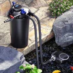Wiltec Komplettset: CPF-15000 Teichdruckfilter bis 30000 L Teichfilteranlage mit 18 Watt UV-C Teichklärer, NEO8000 SuperEco Teichpumpe 8000l/h 70W