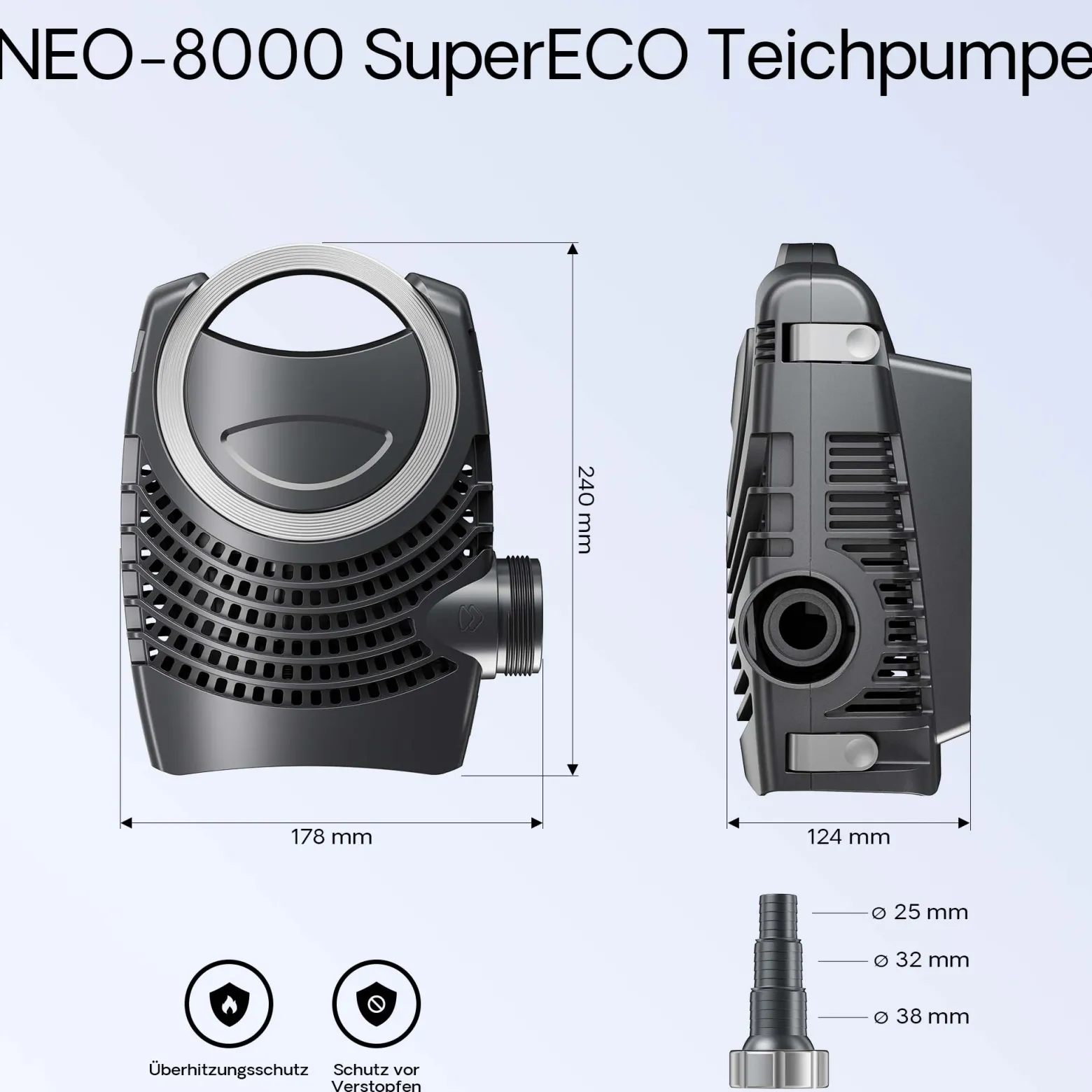 Wiltec Komplettset: CPF-15000 Teichdruckfilter bis 30000 L Teichfilteranlage mit 18 Watt UV-C Teichklärer, NEO8000 SuperEco Teichpumpe 8000l/h 70W