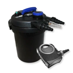 Wiltec Komplettset: CPF-250 Teichdruckfilter bis 10000 L Teichfilteranlage mit 11W Teichklärer, NEO8000 SuperEco Teichpumpe 8000l/h 70W