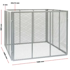 Wiltec Komposter 100 x 100 x 80 cm, Gartenkomposter aus Metallgitter, Kompostbehälter für 800 Liter Kompost, Biokomposter für Bioabfall