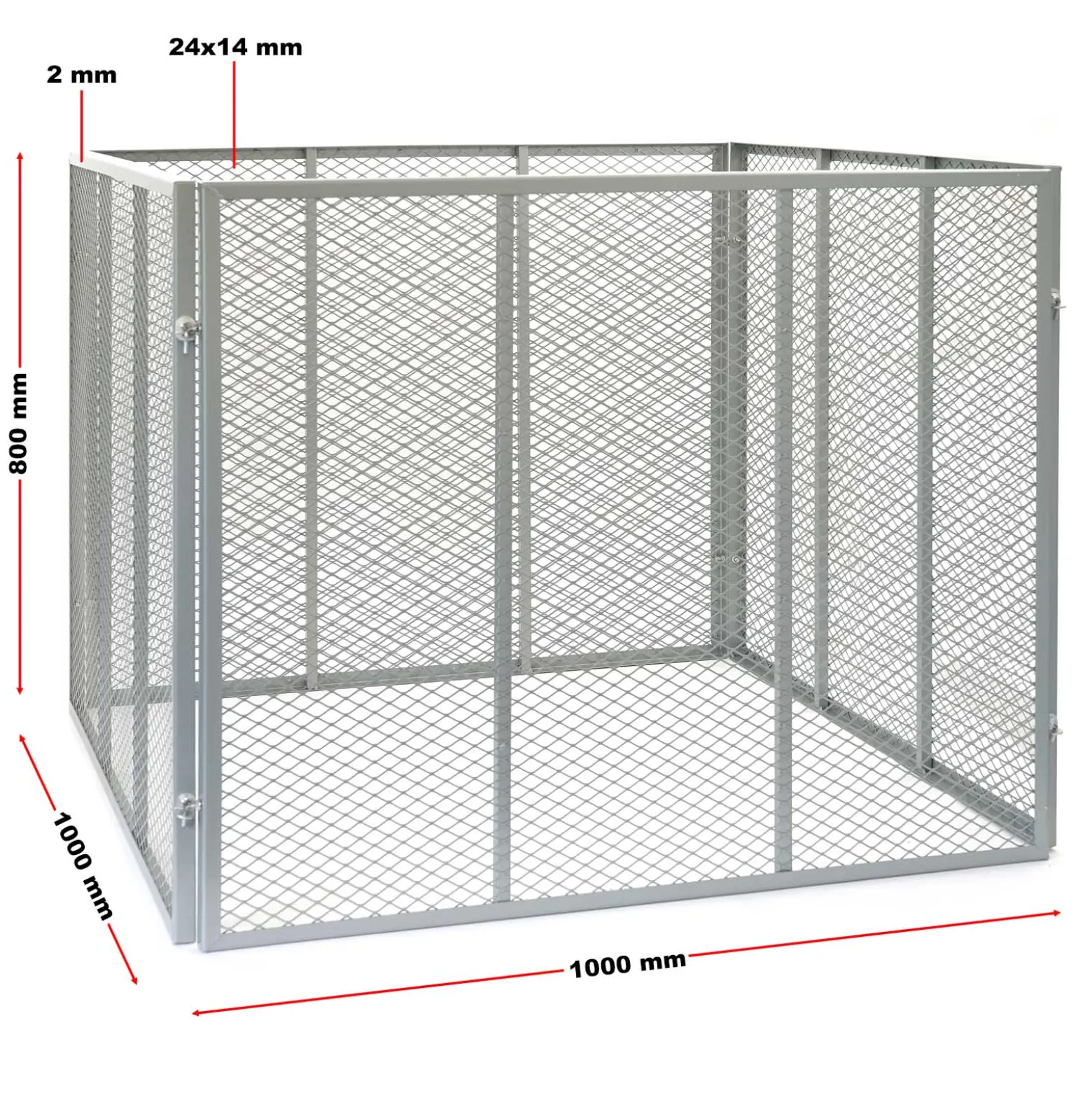 Wiltec Komposter 100 x 100 x 80 cm, Gartenkomposter aus Metallgitter, Kompostbehälter für 800 Liter Kompost, Biokomposter für Bioabfall