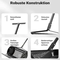 Wiltec Kompoststreuer 75 l mit 60 cm Arbeitsbreite, Düngerstreuer für Kompost, Mist u. Kalk, Gartenstreuer auch für Aussaat, Torfmoosstreuer mit Griff