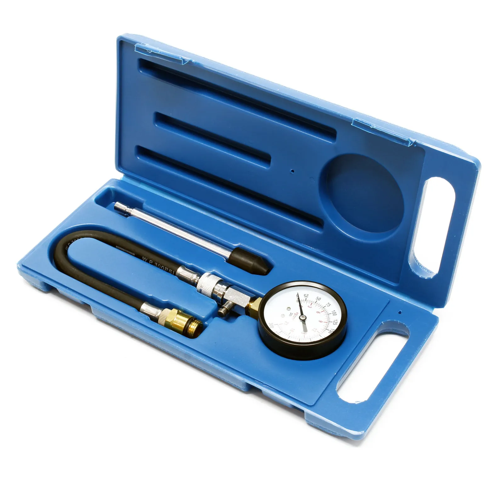 Wiltec Kompressionsmessgerät 0-20 bar für Benzinmotoren 3-teiliges Set im Koffer für PKW LKW Kompressionsmessgerät Kompressionstester Messgerät Tester