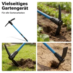 Wiltec Kreuzhacke mit Stahlkopf und Fiberglasstiel, Spitzhacke mit gummierten Griff, Gartenhacke mit 925 mm Stiel, Hacke für Garten und Landschaftsbau