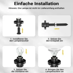 Wiltec Kugelleuchte Ø 30 cm mit Erdspieß, Gartenleuchte 40 W mit Kugellampe, Gartenbeleuchtung mit E-27 Fassung, IP44 Außenbeleuchtung Garten