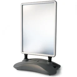 Wiltec Kundenstopper DIN A1 – 790 x 500 x 1145 mm – beidseitig – mit Wassertank, Federn und Alu-Rahmen – Plakatständer Werbeaufsteller Werbetafel – hellgrau