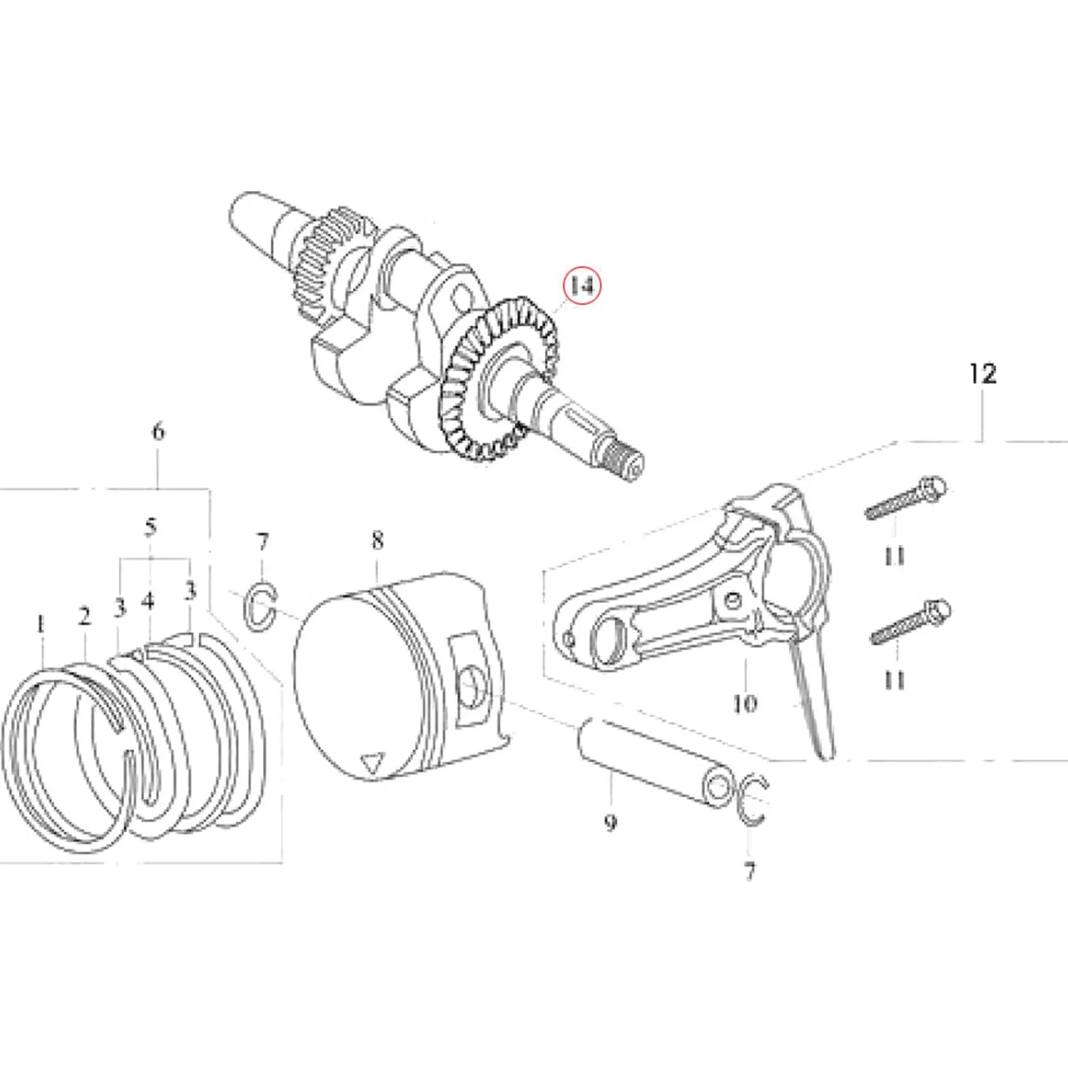 Wiltec Kurbelwelle 20 mm für LIFAN 6,5 PS Motor – Benzinmotor Ersatzteil Kurbel Welle – Einzylinder für Kleinmaschinen & Karts, 4-Takt Motor & OHV Ventilsteuerung