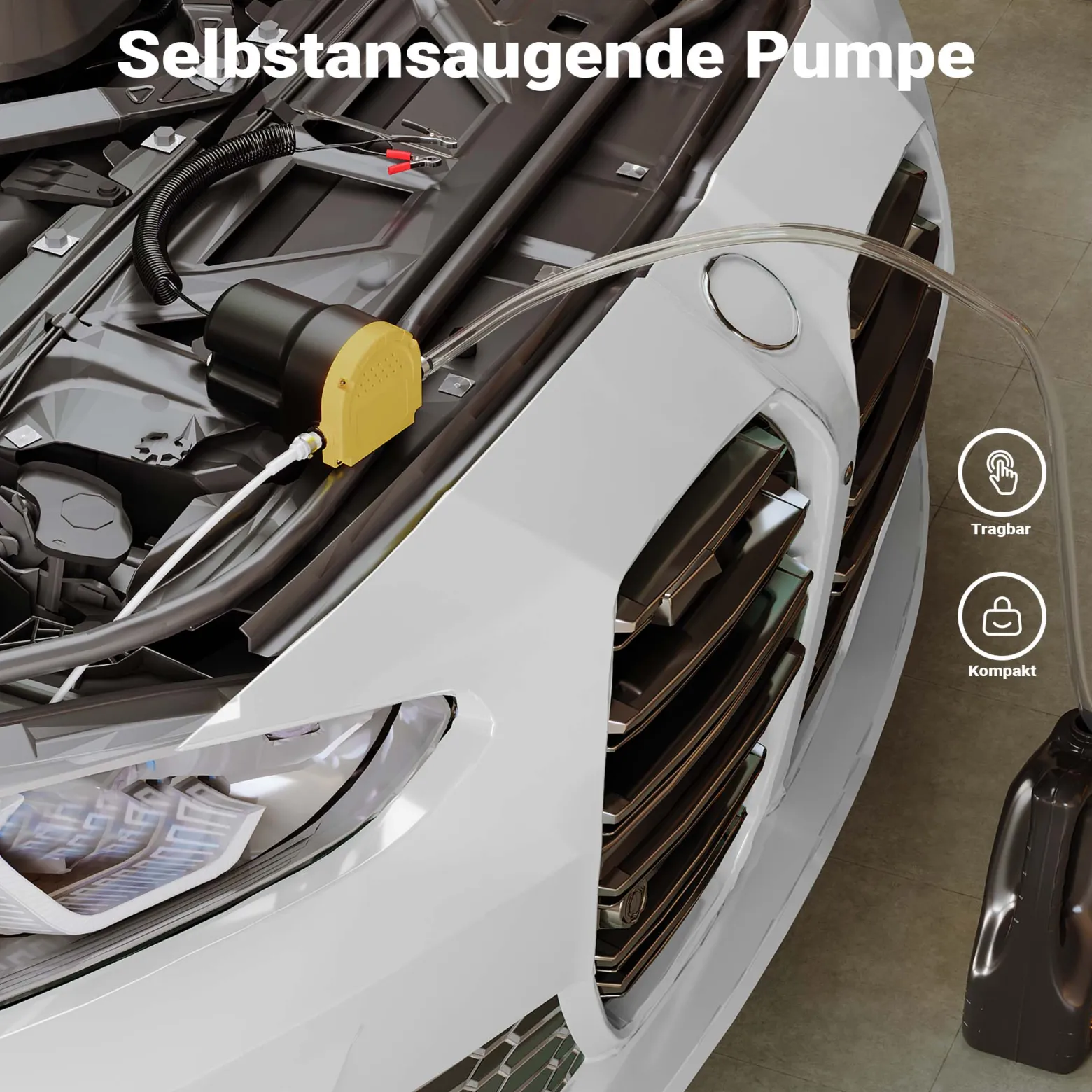 Wiltec Ölabsaugpumpe 12 V 60 W, 130 x 130 x 85 mm, 1,5 l/min, Absaugpumpe für Diesel, Biodiesel, Heizöl, Dieselpumpe Ölpumpe Heizölpumpe für den Ölwechsel