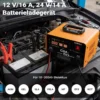 Wiltec Ladegerät 12-24 V, 16 Ah, 30-300 Ah für Autobatterie Kfz und Motorrad Starthilfe 490 W, intelligenter Lader mit LCD-Display und Tragegriff