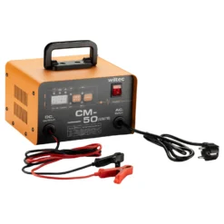 Wiltec Ladegerät 12-24 V, 16 Ah, 30-300 Ah für Autobatterie Kfz und Motorrad Starthilfe 490 W, intelligenter Lader mit LCD-Display und Tragegriff