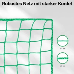 Wiltec Ladungssicherungsnetz 4x4m Grün Masche 4,5x4,5 cm Stärke 3 mm Polypropylen Transportnetz für Anhänger mit Randkördel Witterungsbeständig Ladung Sicherheit