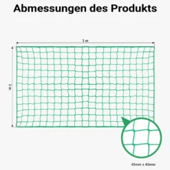 Wiltec Ladungssicherungsnetz 5x3 m Grün Masche 4,5x4,5 cm Stärke 3 mm Polypropylen Transportnetz für Anhänger mit Randkördel Witterungsbeständig Ladung Sicherheit