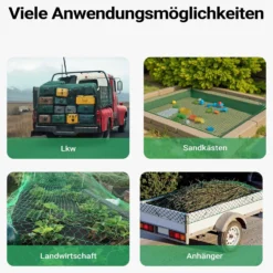 Wiltec Ladungssicherungsnetz 5x3 m Grün Masche 4,5x4,5 cm Stärke 3 mm Polypropylen Transportnetz für Anhänger mit Randkördel Witterungsbeständig Ladung Sicherheit