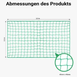 Wiltec Ladungssicherungsnetz 3,5x2,5m Grün Masche 4,5x4,5 cm Stärke 3 mm Polypropylen Transportnetz für Anhänger mit Randkördel Witterungsbeständig Ladung Sicherheit