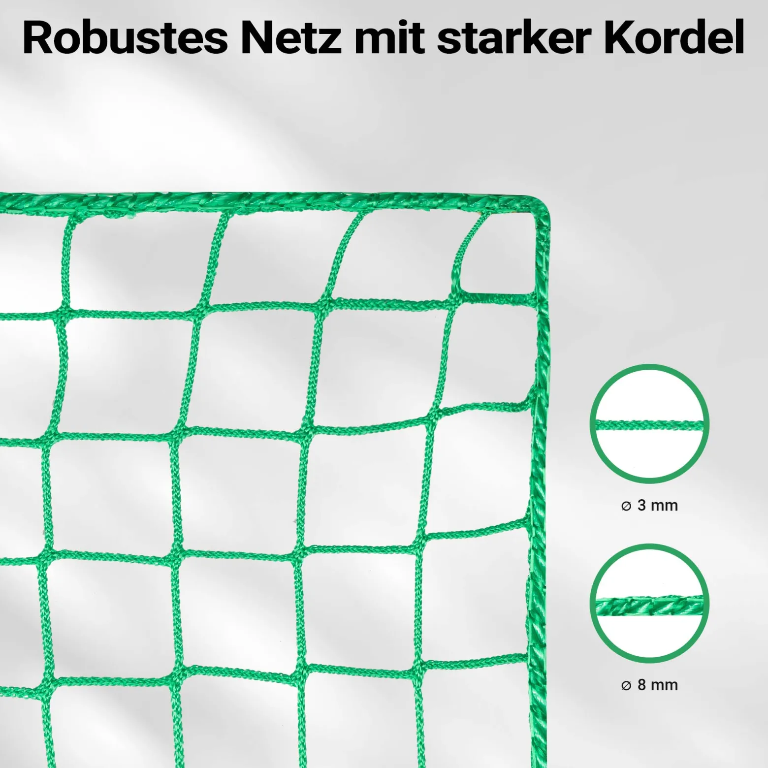 Wiltec Ladungssicherungsnetz 4x2m Grün Masche 4,5x4,5 cm Stärke 3 mm Polypropylen Transportnetz für Anhänger mit Randkördel Witterungsbeständig Ladung Sicherheit