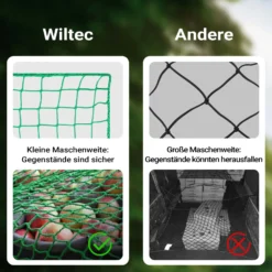Wiltec Ladungssicherungsnetz 4x2m Grün Masche 4,5x4,5 cm Stärke 3 mm Polypropylen Transportnetz für Anhänger mit Randkördel Witterungsbeständig Ladung Sicherheit