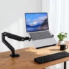 Wiltec Laptopablage für Monitorhalter, Laptopständer aus Stahl mit Breitenanpassung, Laptophalter kompatibel mit VESA 100 x 100 und 75 x 75, Notebook Halterung mit Rutschschutz