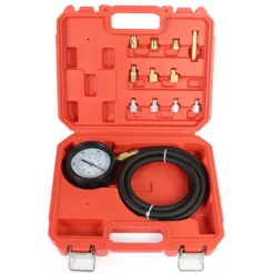 Wiltec Öldruckprüfer 12-teilig, 0-35 bar, Öldruckmesser mit 1500 mm Schlauch, Öldrucktester für Pkw und Lkw, Druckprüfer Motoröl, Messgerät Prüfgerät im Koffer