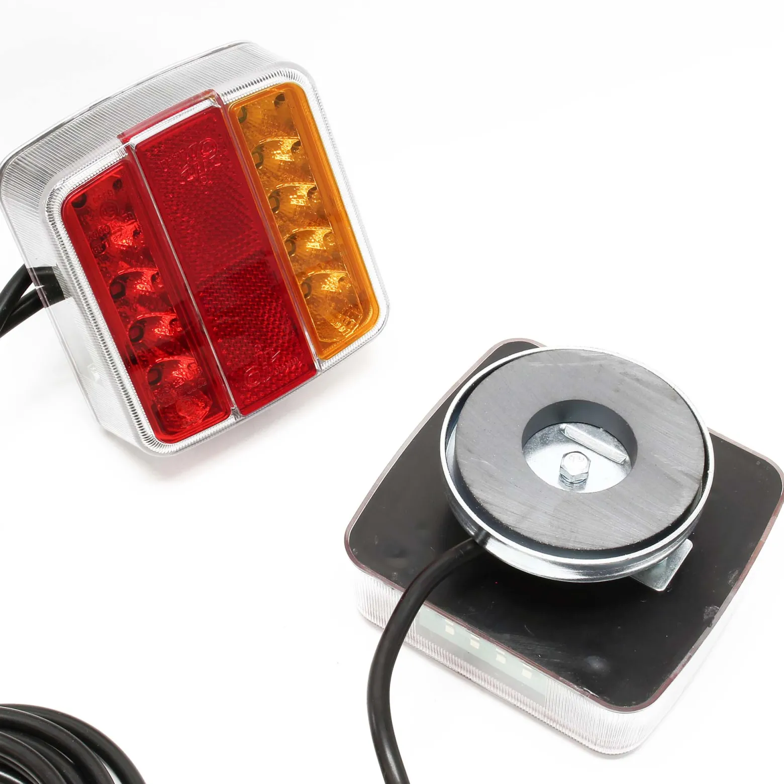 Wiltec LED Rückleuchte mit Magneten 7-polig 12V, Adapter für PKW Anhänger, Anhängersteckdose mit E11-Zertifizierung, Anhängerbeleuchtung
