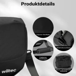 Wiltec Lenkertasche Fahrrad 5 l, kompakte Fahrradtasche für Lenker 26,5 x 9 x 21,5 cm, Lenkradtasche mit Schultergurt, ideal für E-Bike, Rennrad, Gravelbike
