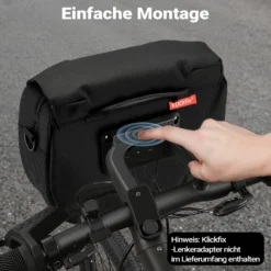 Wiltec Lenkertasche Fahrrad 5 l, kompakte Fahrradtasche für Lenker 26,5 x 9 x 21,5 cm, Lenkradtasche mit Schultergurt, ideal für E-Bike, Rennrad, Gravelbike