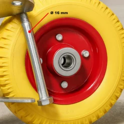 Wiltec Lenkrolle Ø258 bis 150kg mit Metallfelgen 78mm hoch pannensicher gelb belastbar, Transportrolle Möbelrolle Laufrolle Möbel-Lenkrolle