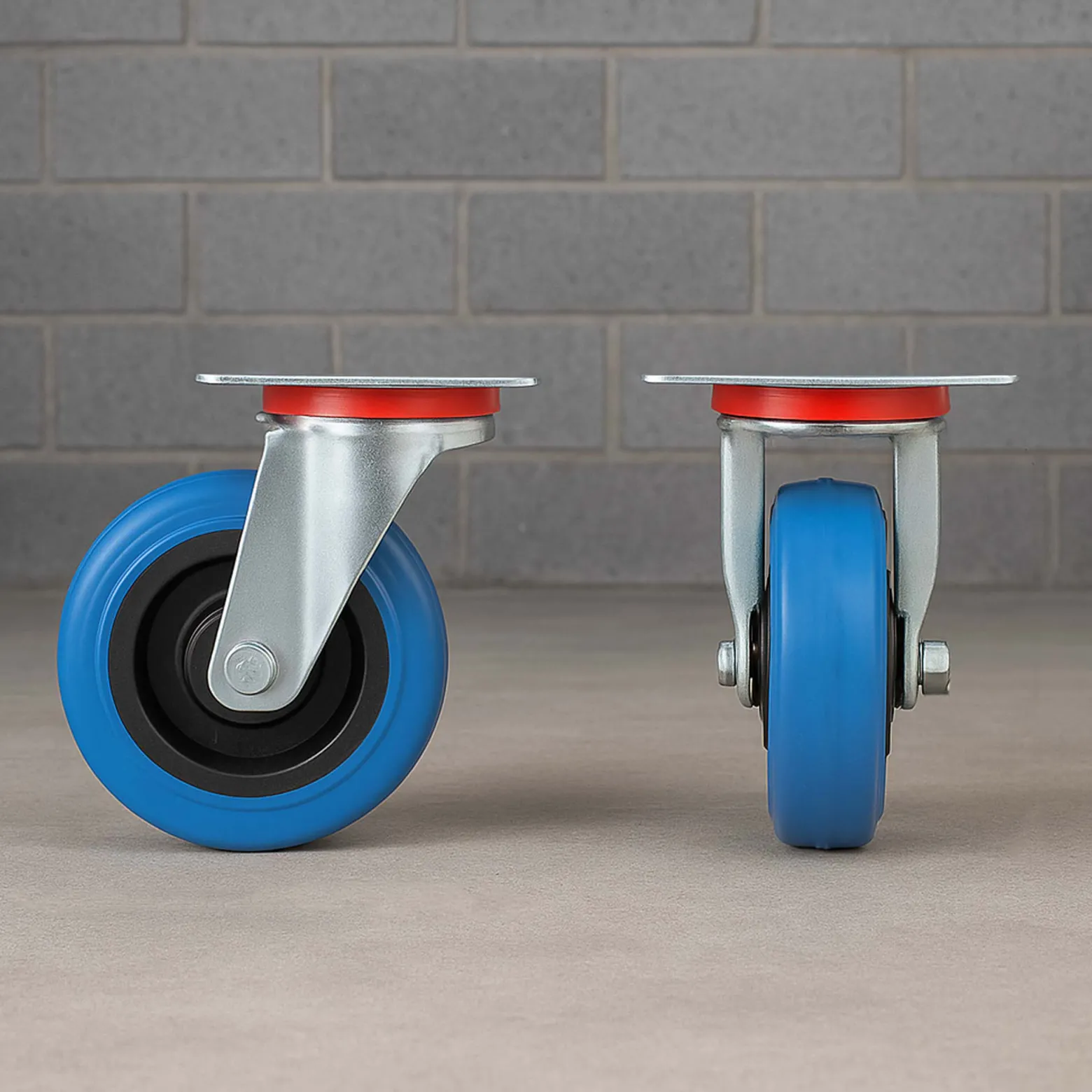 Wiltec Lenkrolle 100mm bis 150kg mit Kunststoffrad und Anbauplatte Transportrolle leiser Lauf, ungebremst Möbelrolle Laufrolle Möbel-Lenkrolle