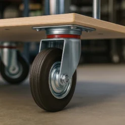 Wiltec Lenkrolle Ø125mm bis 100kg Tragkraft mit Gummirad ungebremst, leiser Lauf, Transportrolle Möbelrolle Laufrolle Möbel-Lenkrolle