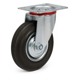 Wiltec Lenkrolle Ø200mm bis 150kg Tragkraft mit Gummirad ungebremst, leiser Lauf, Transportrolle Möbelrolle Laufrolle Möbel-Lenkrolle