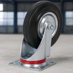 Wiltec Lenkrolle Ø200mm bis 150kg Tragkraft mit Gummirad ungebremst, leiser Lauf, Transportrolle Möbelrolle Laufrolle Möbel-Lenkrolle