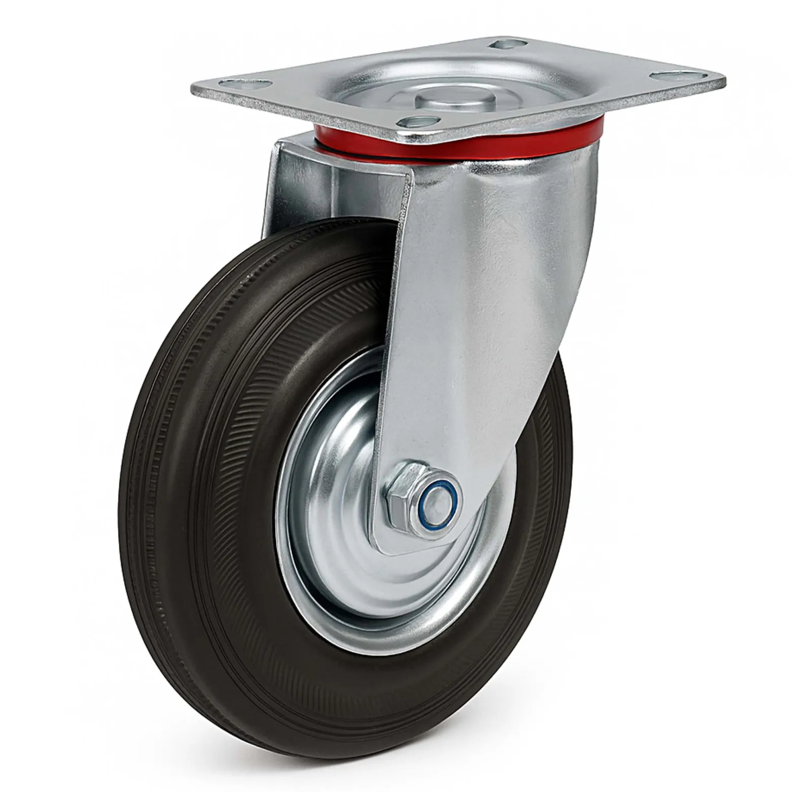 Wiltec Lenkrolle Ø100mm bis 70kg Tragkraft mit Gummirad ungebremst, leiser Lauf, Transportrolle Möbelrolle Laufrolle Möbel-Lenkrolle