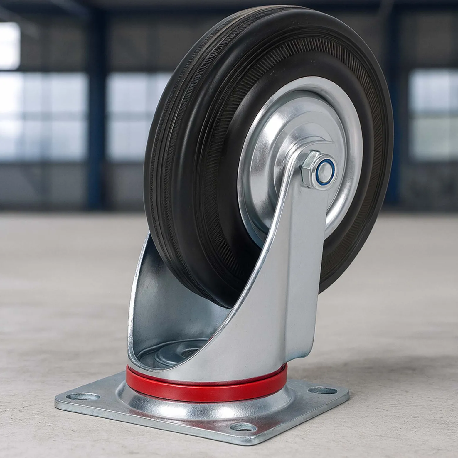Wiltec Lenkrolle Ø100mm bis 70kg Tragkraft mit Gummirad ungebremst, leiser Lauf, Transportrolle Möbelrolle Laufrolle Möbel-Lenkrolle