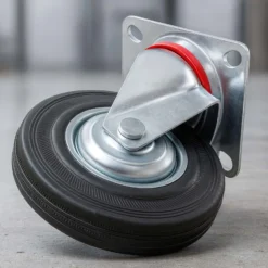 Wiltec Lenkrolle Ø100mm bis 70kg Tragkraft mit Gummirad ungebremst, leiser Lauf, Transportrolle Möbelrolle Laufrolle Möbel-Lenkrolle