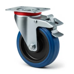 Wiltec Lenkrolle 100mm mit Kunststoffrad, Bremse und Anbauplatte Transportrolle bis 150kg leiser Lauf Möbelrolle Laufrolle Möbel-Lenkrolle