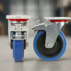 Wiltec Lenkrolle 100mm mit Kunststoffrad, Bremse und Anbauplatte Transportrolle bis 150kg leiser Lauf Möbelrolle Laufrolle Möbel-Lenkrolle