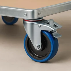 Wiltec Lenkrolle 80mm mit Kunststoffrad, Bremse und Anbauplatte Transportrolle bis 100kg leiser Lauf Möbelrolle Laufrolle Möbel-Lenkrolle