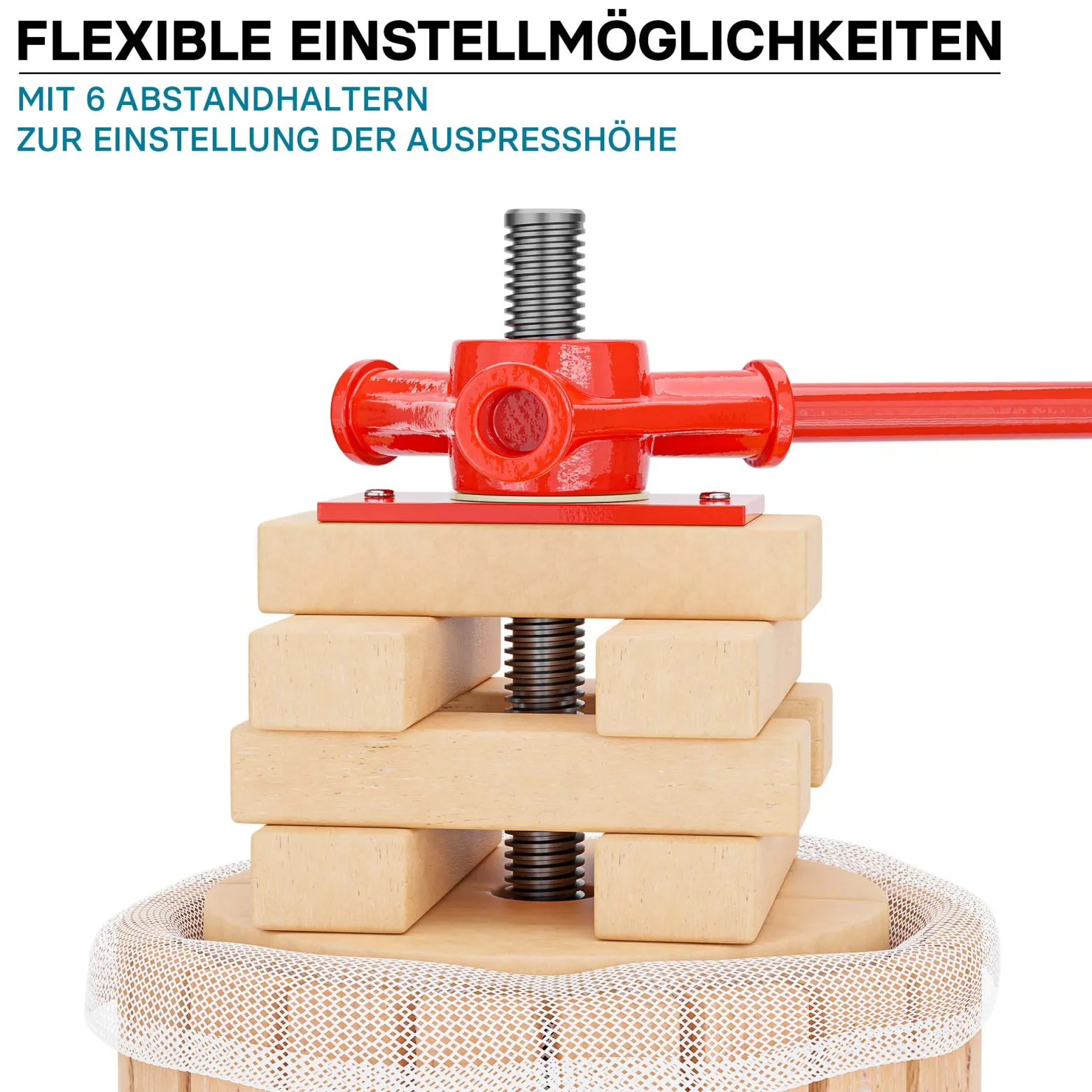 Wiltec 6L Obstpresse aus Buchenholz inkl. Presstuch, manuelle Weinpresse mit 190x270mm Korb, Apfelpresse Fruchtpresse für Obst Wein Maische