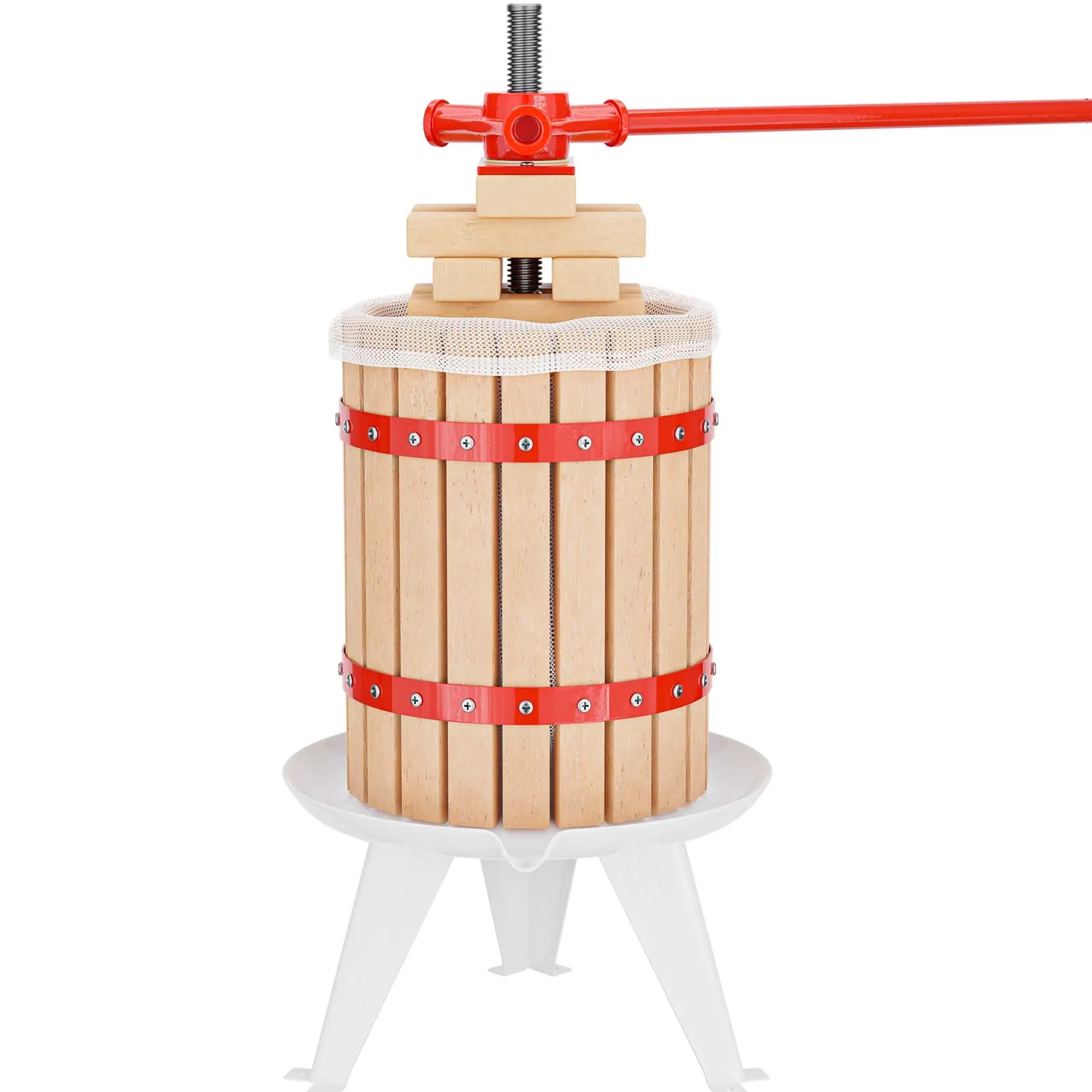 Wiltec 6L Obstpresse aus Buchenholz inkl. Presstuch, manuelle Weinpresse mit 190x270mm Korb, Apfelpresse Fruchtpresse für Obst Wein Maische