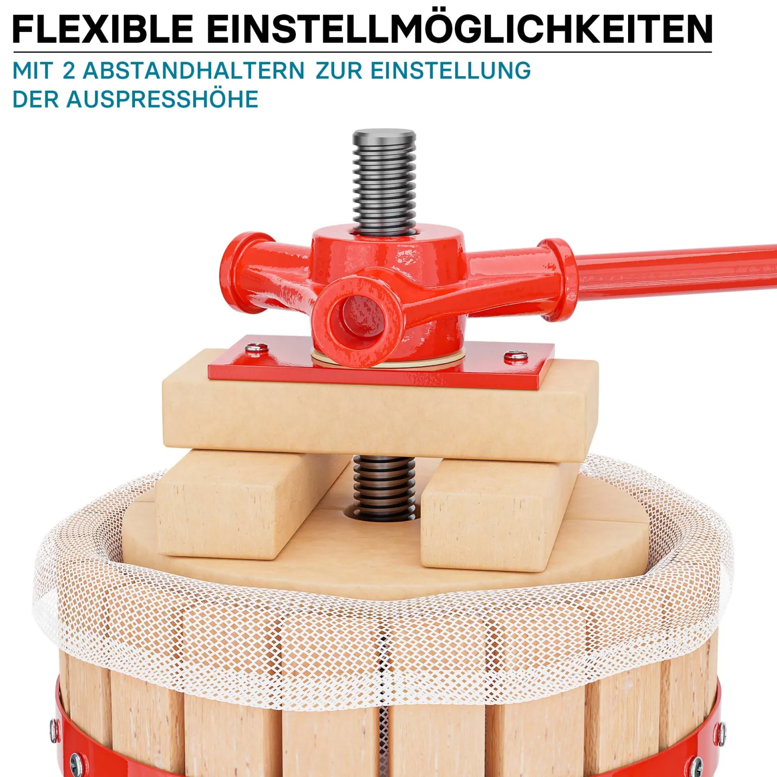 Wiltec 18L Obstpresse aus Buchenholz inkl. Presstuch, manuelle Weinpresse mit 280x365mm Korb, Apfelpresse Fruchtpresse für Obst Wein Maische