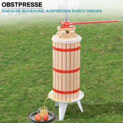 Wiltec 30L Obstpresse aus Buchenholz inkl. Presstuch, manuelle Weinpresse mit 285x581mm Korb, Apfelpresse Fruchtpresse für Obst Wein Maische