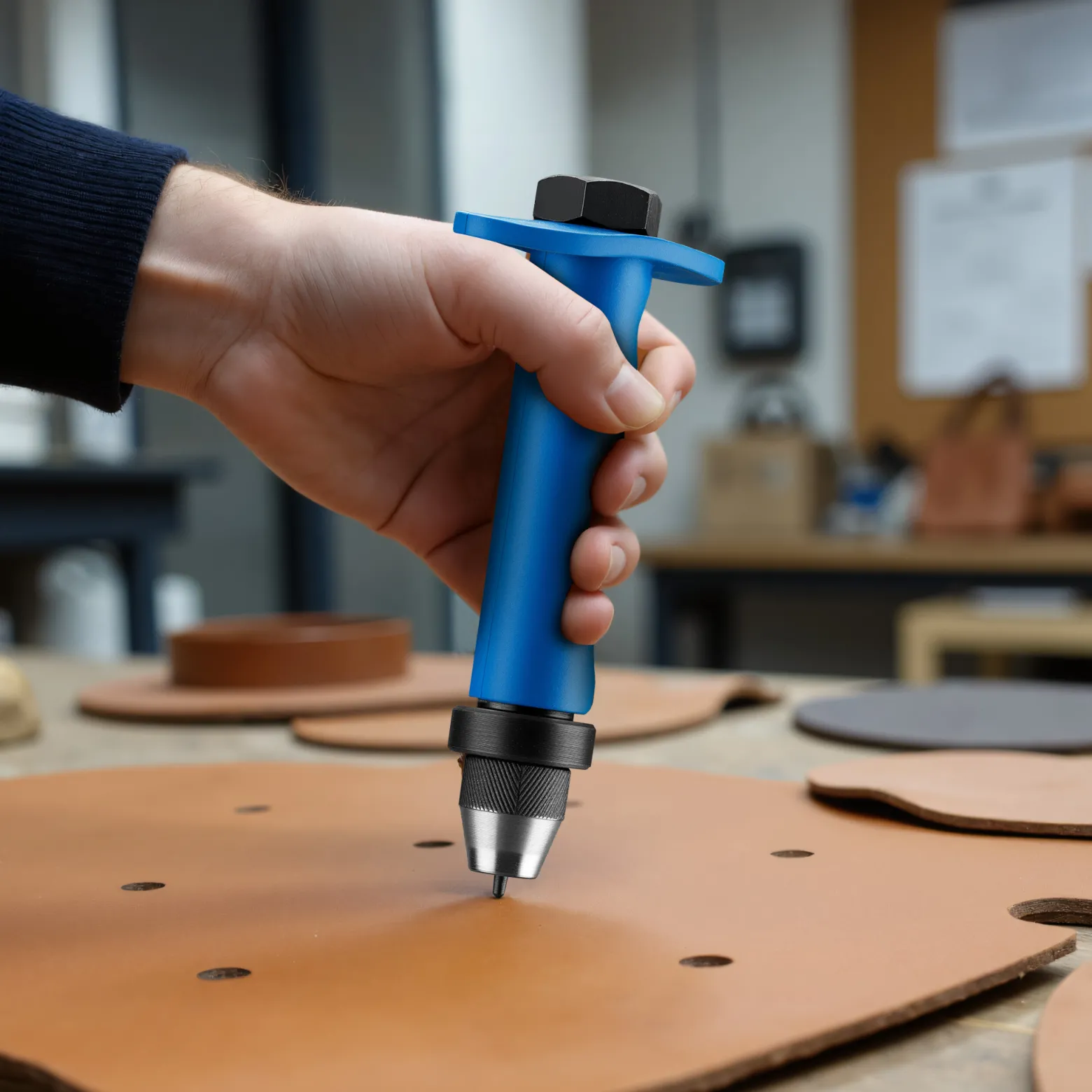 Wiltec Lochstanzer Set 13 in 1, Locheisensatz 13-teilig, Stanzeisen Set aus Stahl, Stanzwerkzeug 5-35 mm, Henkellocheisen inkl. Aufbewahrungsbox