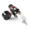 Wiltec Luftfilter mit Wasserabscheider und Druckregler bis 7 bar für Airbrush Kompressor, 2x 12,91 mm (1/4"), 9,51 mm (1/8") Adapter, Zubehör